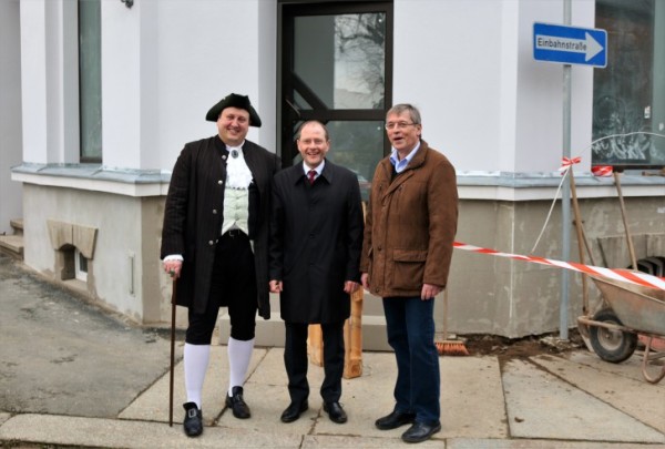 Innenminister Markus Ulbig mit Donald Bösenberg und Stadtrat Thomas Kühn