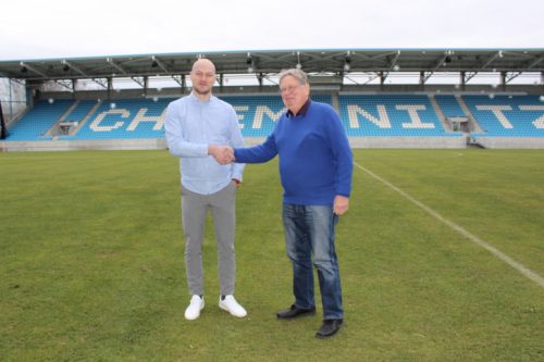 Gemeinsam mit dem neuen Sportdirektor Armin Causevic (links) stellte sich Michael Reichardt (rechts) offiziell als Geschäftsführer des CFC vor. Foto: Judith Hauße 